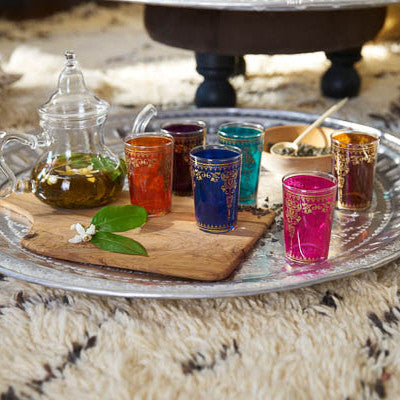 Moroccan Tea Glasses Set of 4 Blue