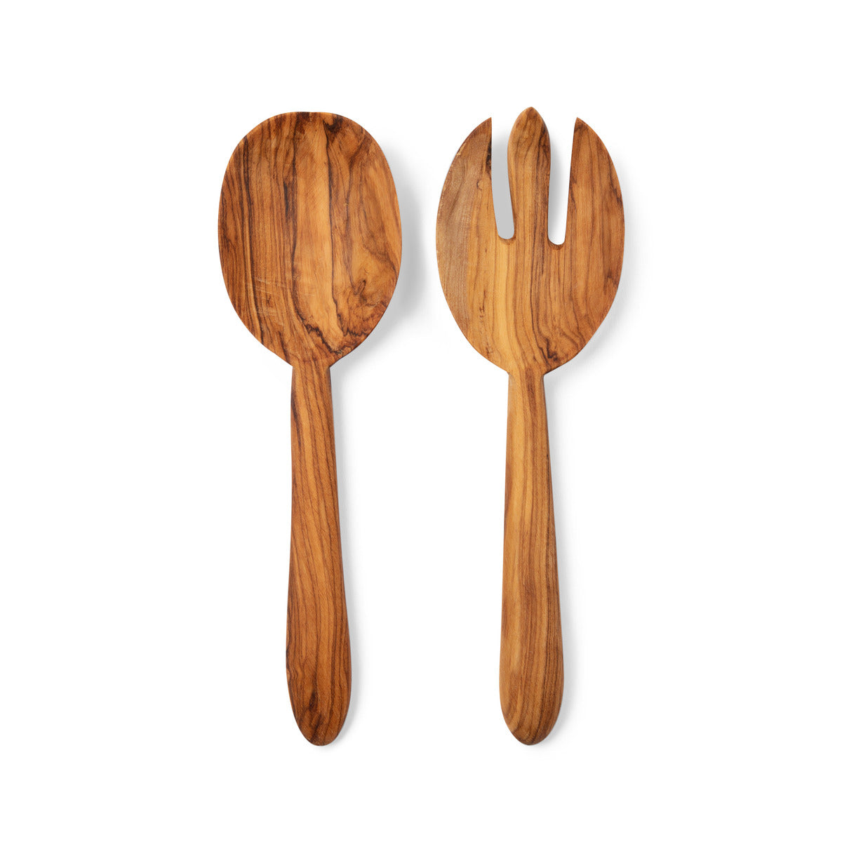 Olive Wood Serving Fork and Spoon, Medium