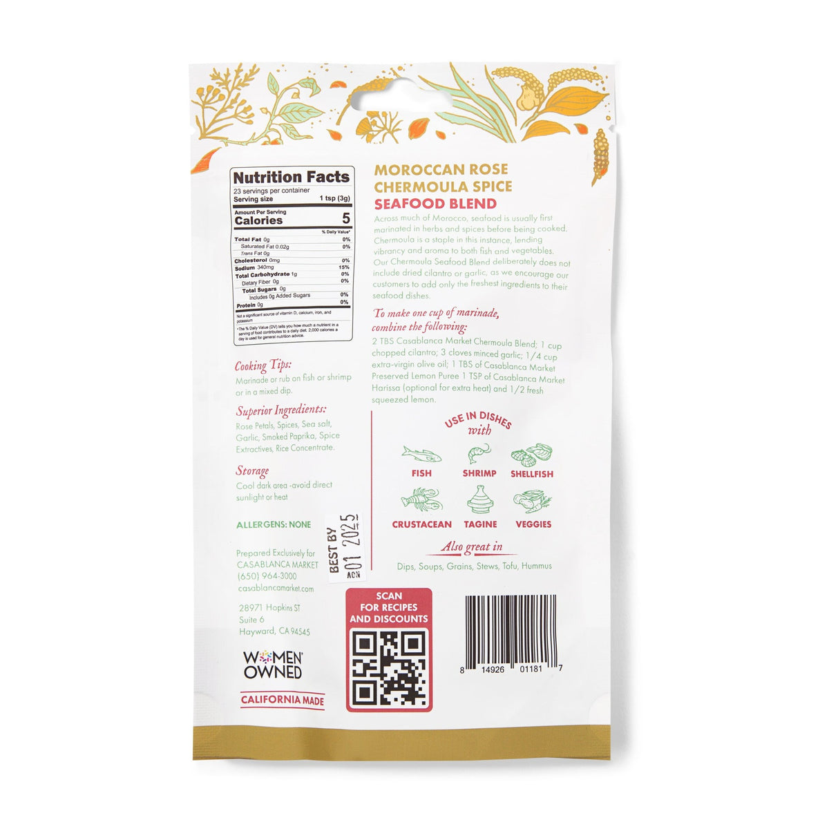 Casablanca Market Moroccan Rose Chermoula Spice Seafood Blend