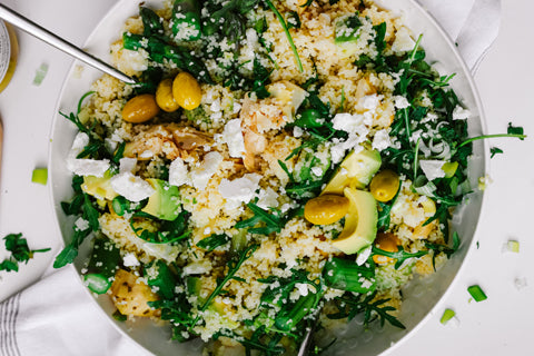 Artichoke and Asparagus Tabouleh with Marrakesh Spiced Olives