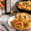 Spaghetti with Moroccan Olive Oil, Harissa, Fresh Tomato and Basil Sauce