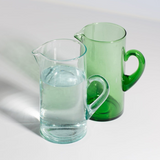 Hand Blown Pitcher with Handle, Green