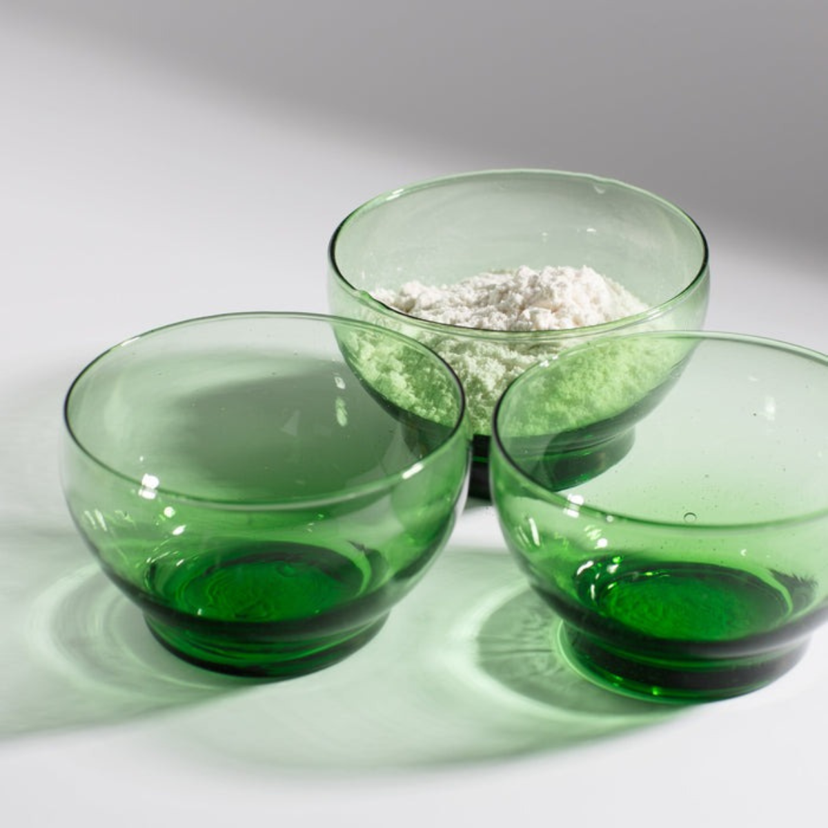 Hand Blown Versatile Serving Bowl, Green (Set of 3)