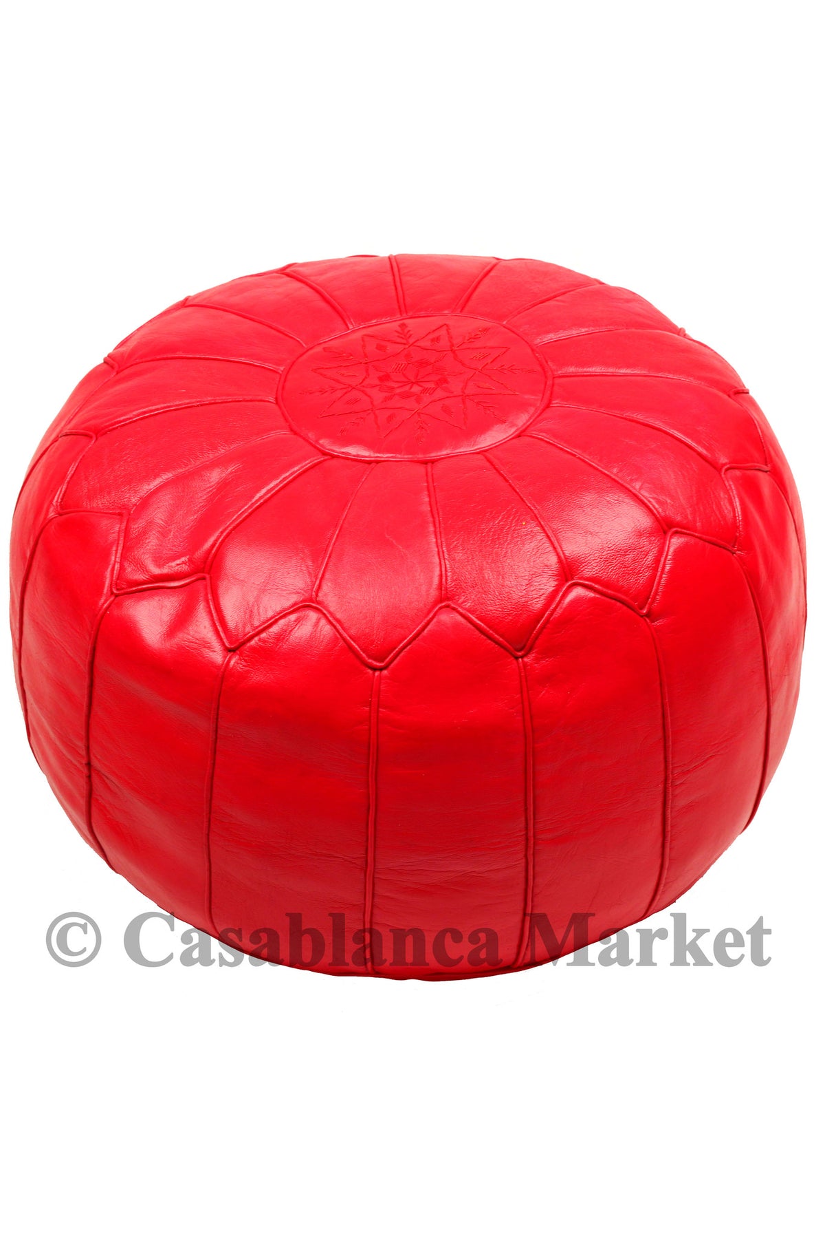 Simple Leather Pouf, Red