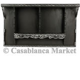 Vintage Moroccan Wood Shelf, Black & White