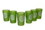 Luxury Massira Tea Glasses, Silver in Green (Set of 6)