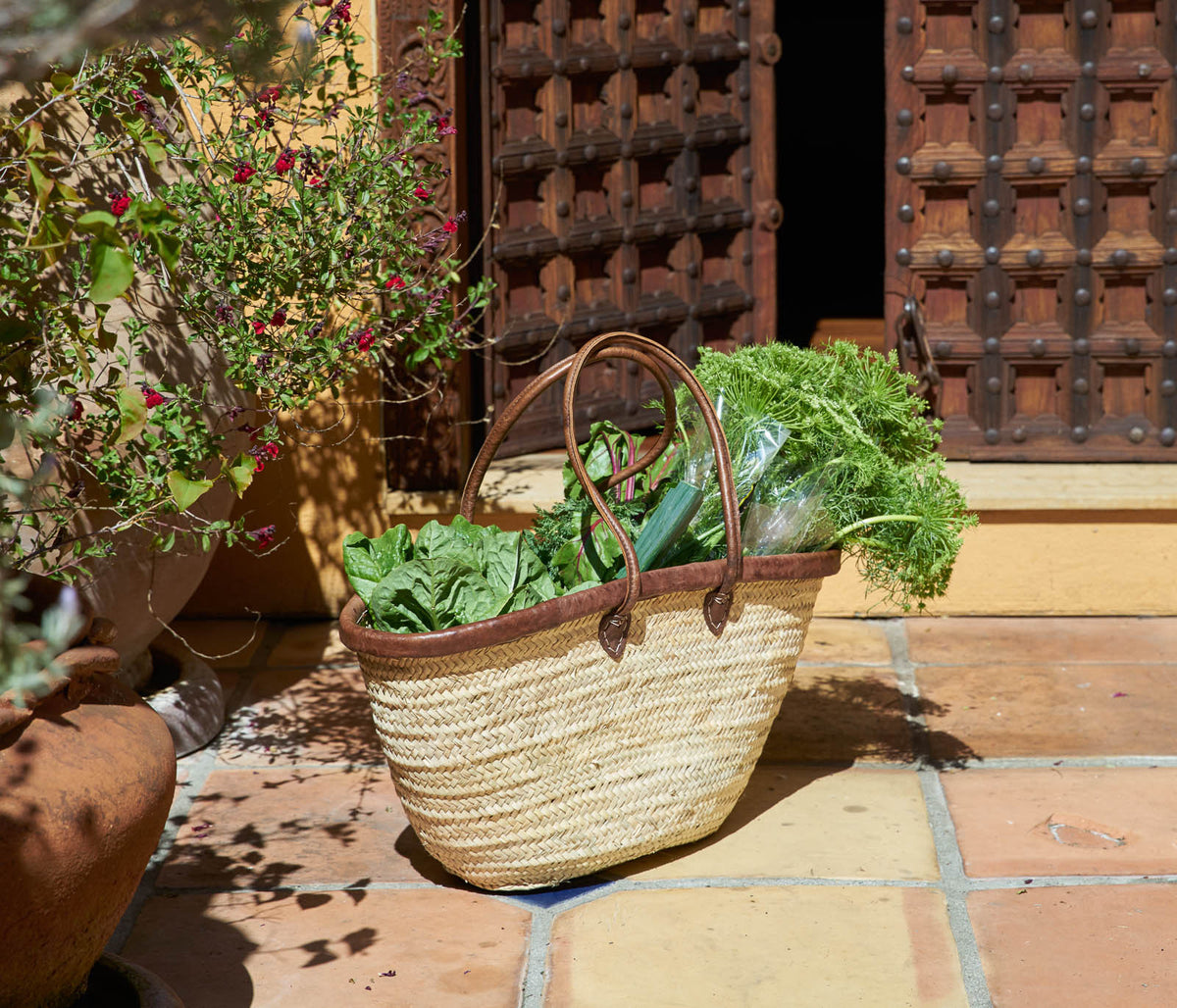Market Basket with Brown Straps