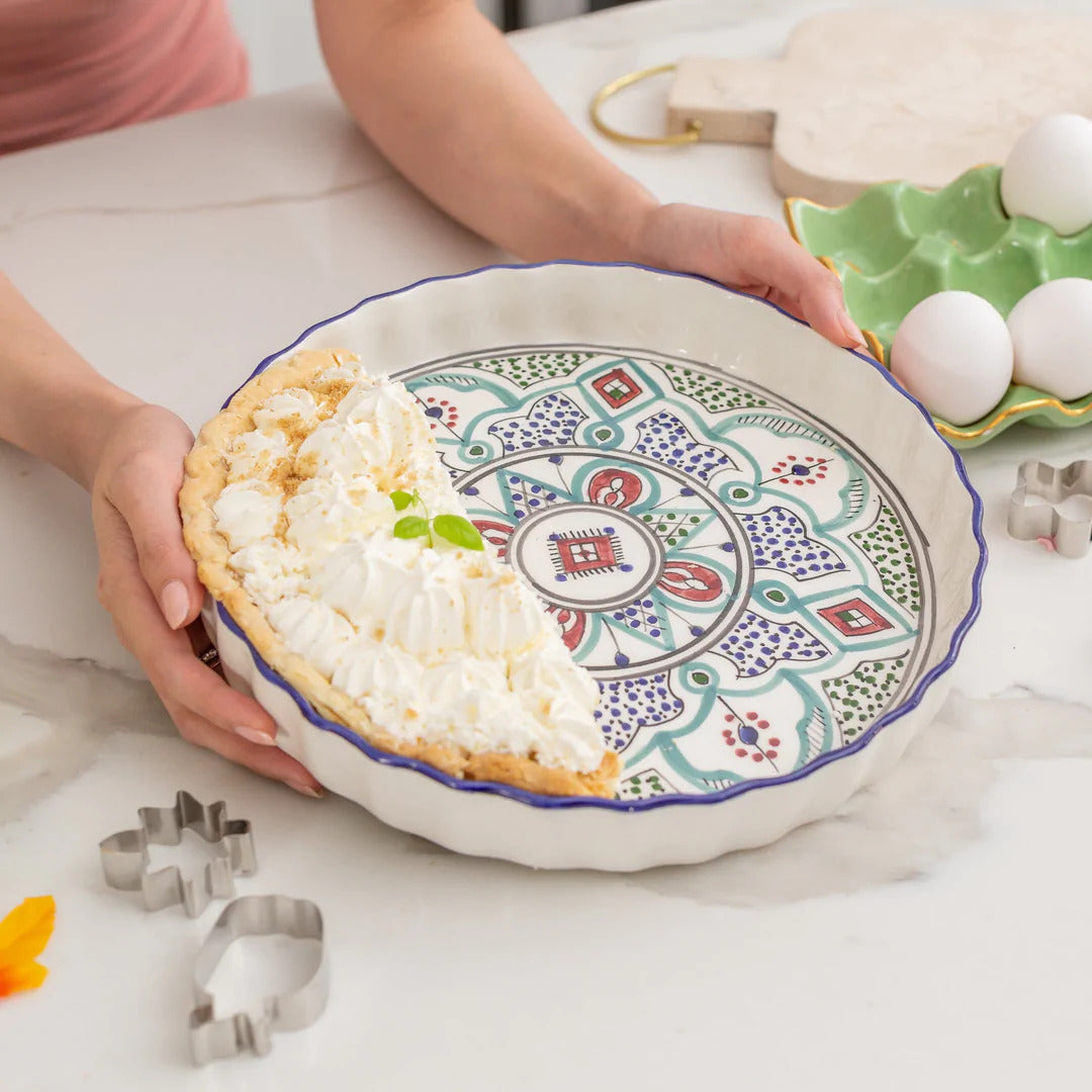 Marrakesh Ceramic Pie Platter, Multicolor
