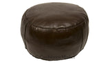 Solid Color Leather Pouf, Brown