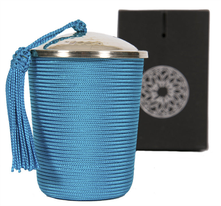 Silk Wrapped Candle, Blue