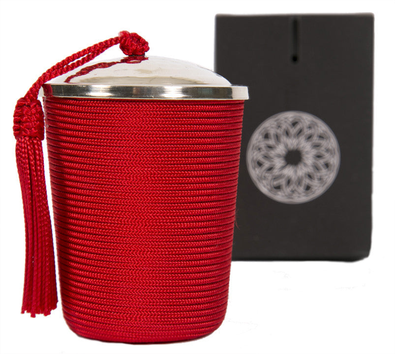 Silk Wrapped Candle, Red