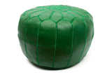 Embroidered Leather Pouf, Green