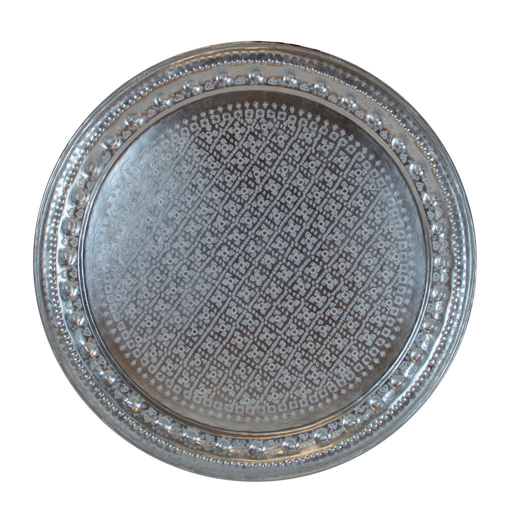 Vintage Moroccan Silver Tray, Ibrahim