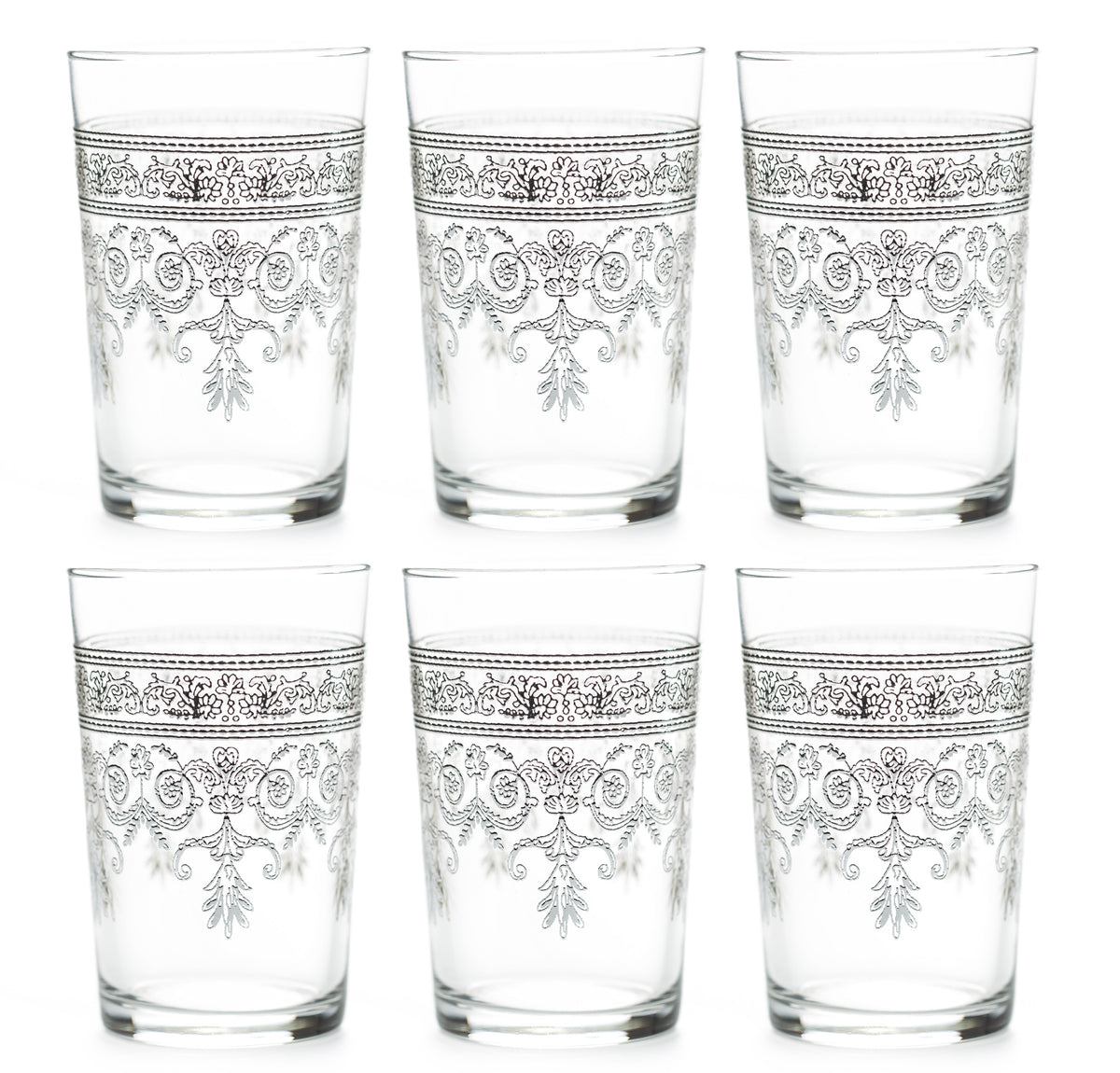 Luxury Rosaly Relief Tea Glasses (Set of 6)