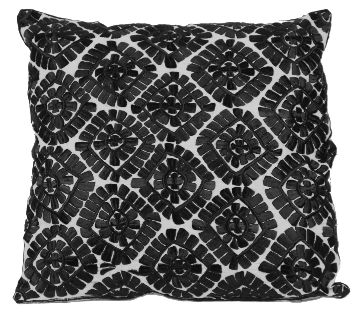 Moroccan Embroidered Pillow, Black