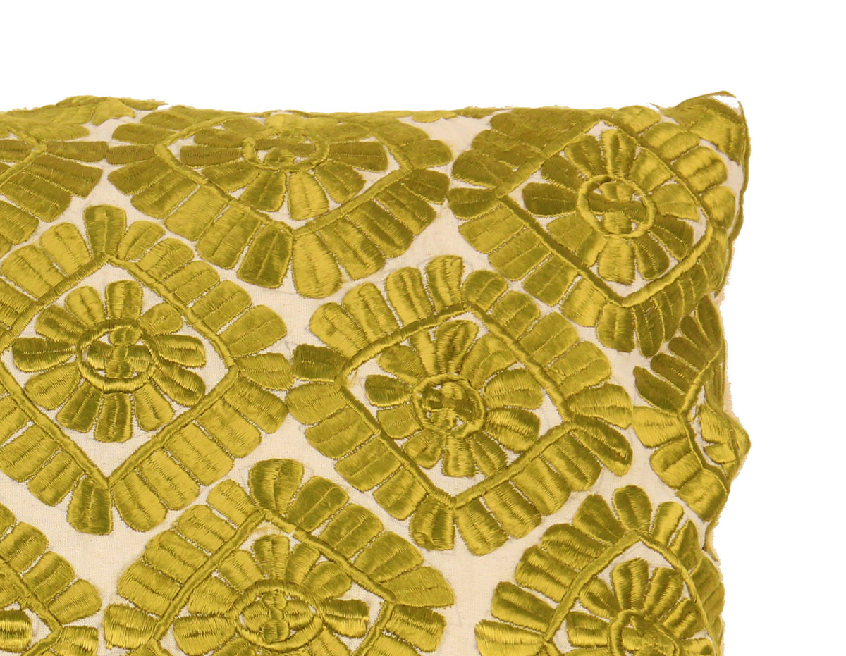 Moroccan Embroidered Pillow, Green
