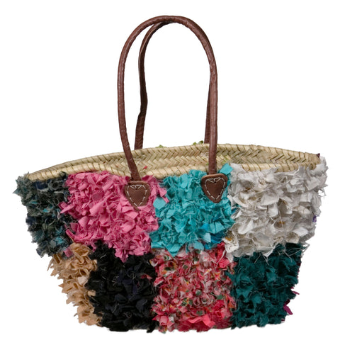 Rag Rug (Boucherouite) Moroccan Basket