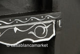 Vintage Moroccan Wood Shelf, Black & White