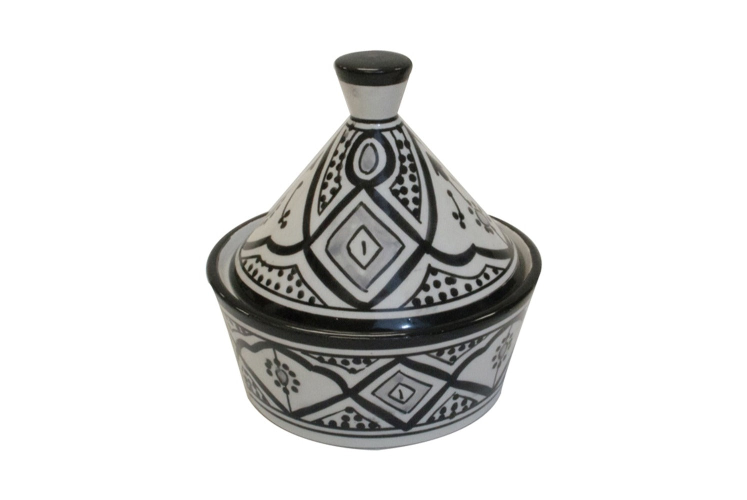 Classic Design Condiment Serving Tagine, Black and White