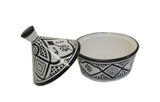 Classic Design Condiment Serving Tagine, Black and White