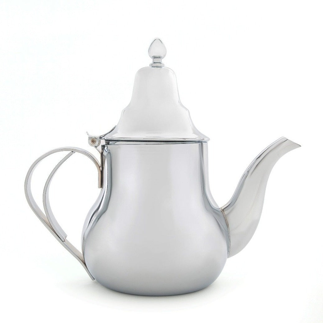 Moroccan Stainless-Steel Tea Pot, Silver