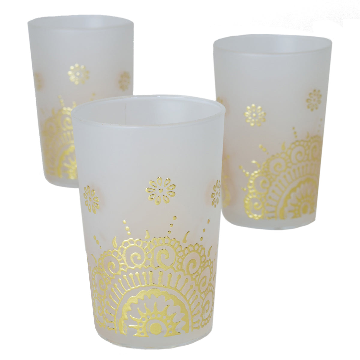 Luxury Ifrane Tea Glasses, Gold in Matte Beige (Set of 6)