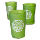 Luxury Massira Tea Glasses, Silver in Green (Set of 6)