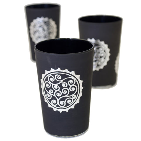 Luxury Massira Tea Glasses, Silver in Black (Set of 6)