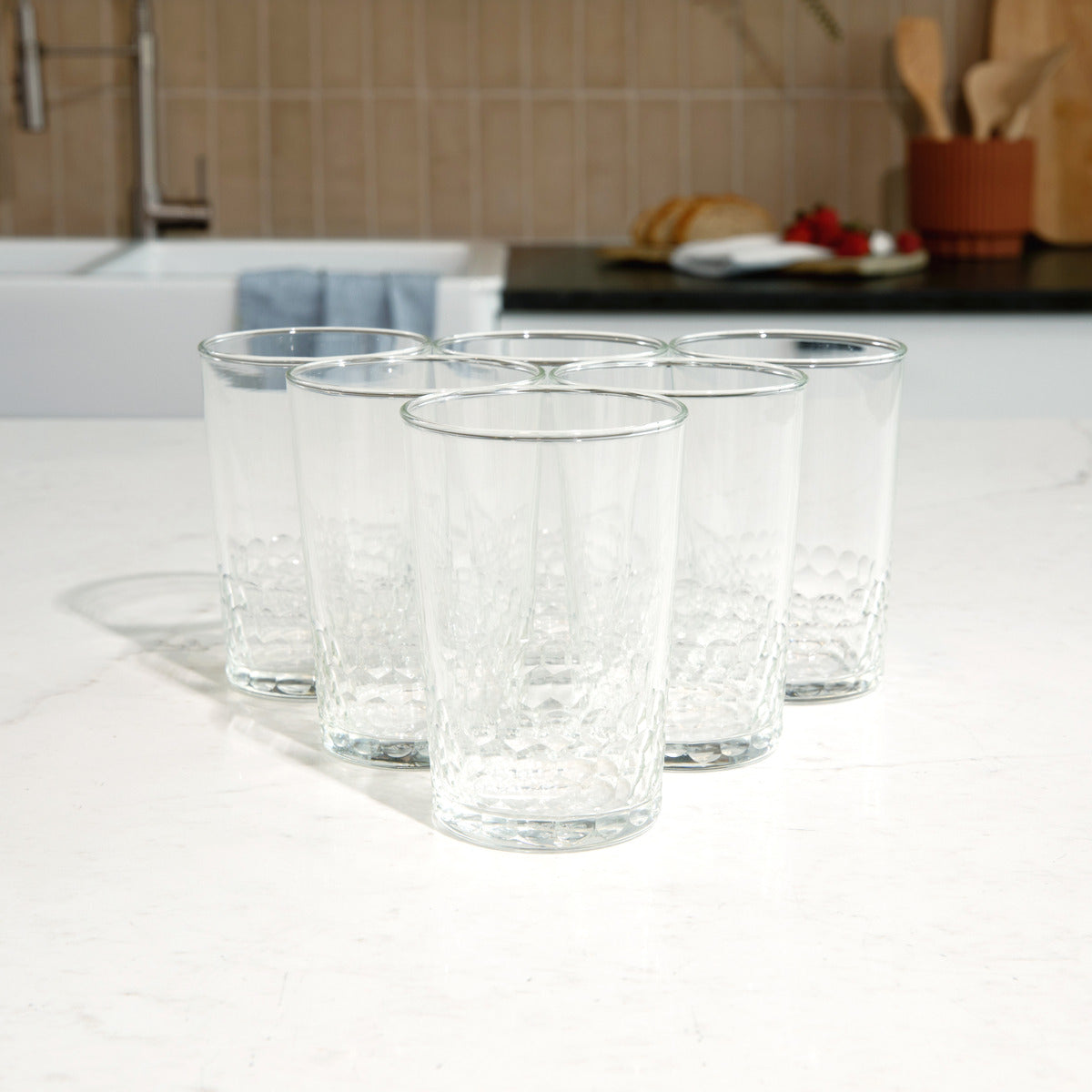 Moroccan Minimalist Chic Water Glasses, Clear (Set of Six