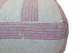 Moroccan Fabric Ottoman, Gray and Pink Stripes