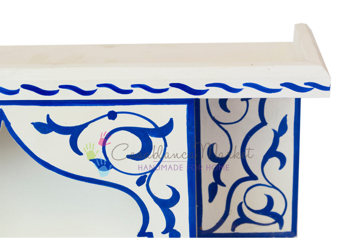 Bleu Majorelle on White Wall Shelf - Moroccan