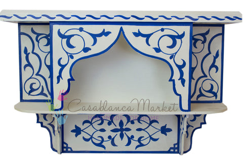 Bleu Majorelle on White Wall Shelf - Moroccan