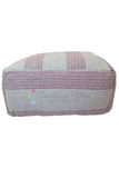 Moroccan Fabric Ottoman, Gray and Pink Stripes