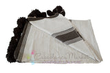 Moroccan Blanket/Throw, Rich Dark Brown Stripes on White