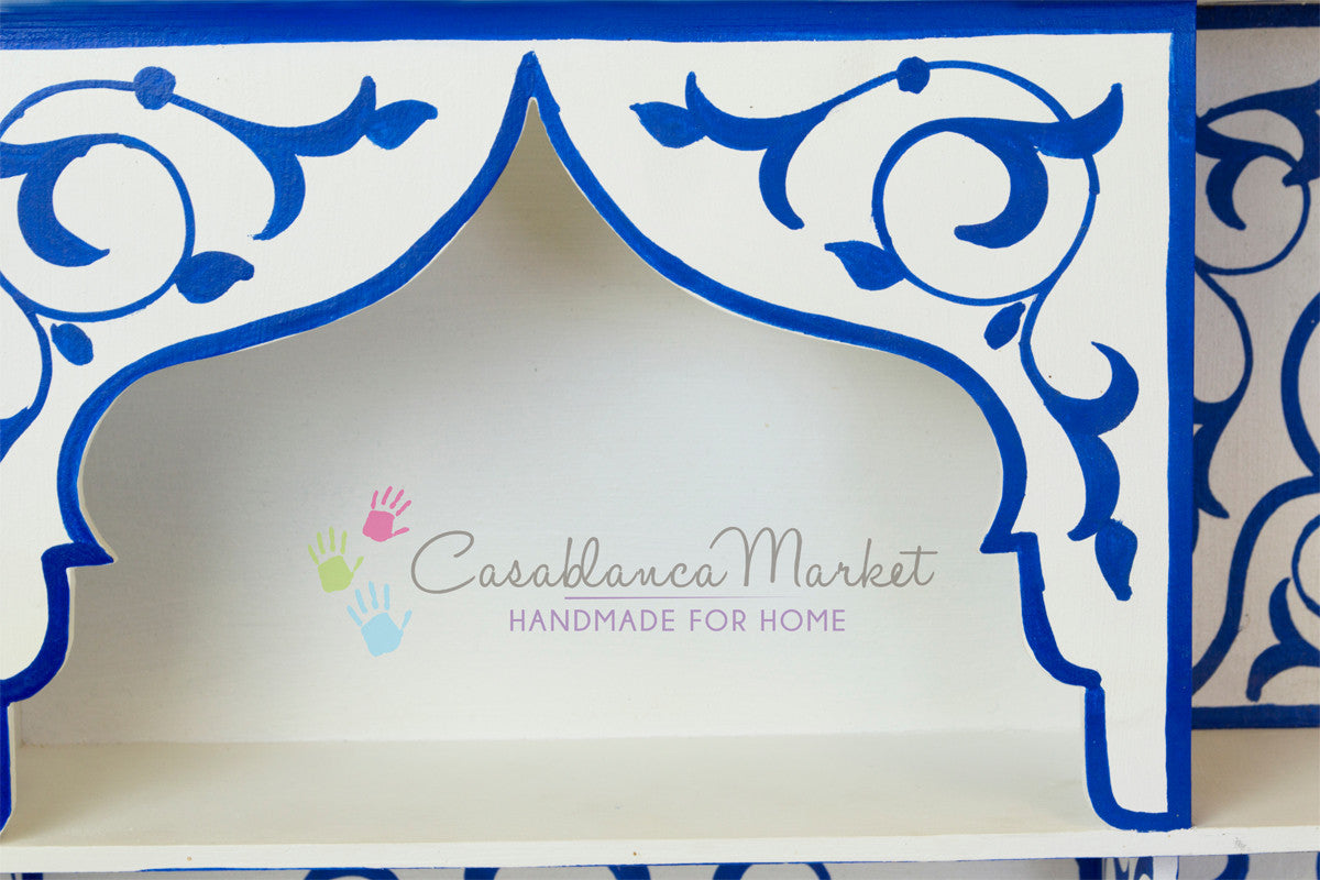 Bleu Majorelle on White Wall Shelf - Moroccan