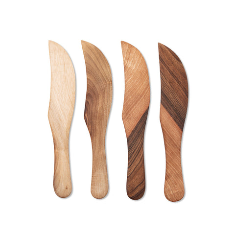 Walnut Wood Knife Spreaders, Set of Four