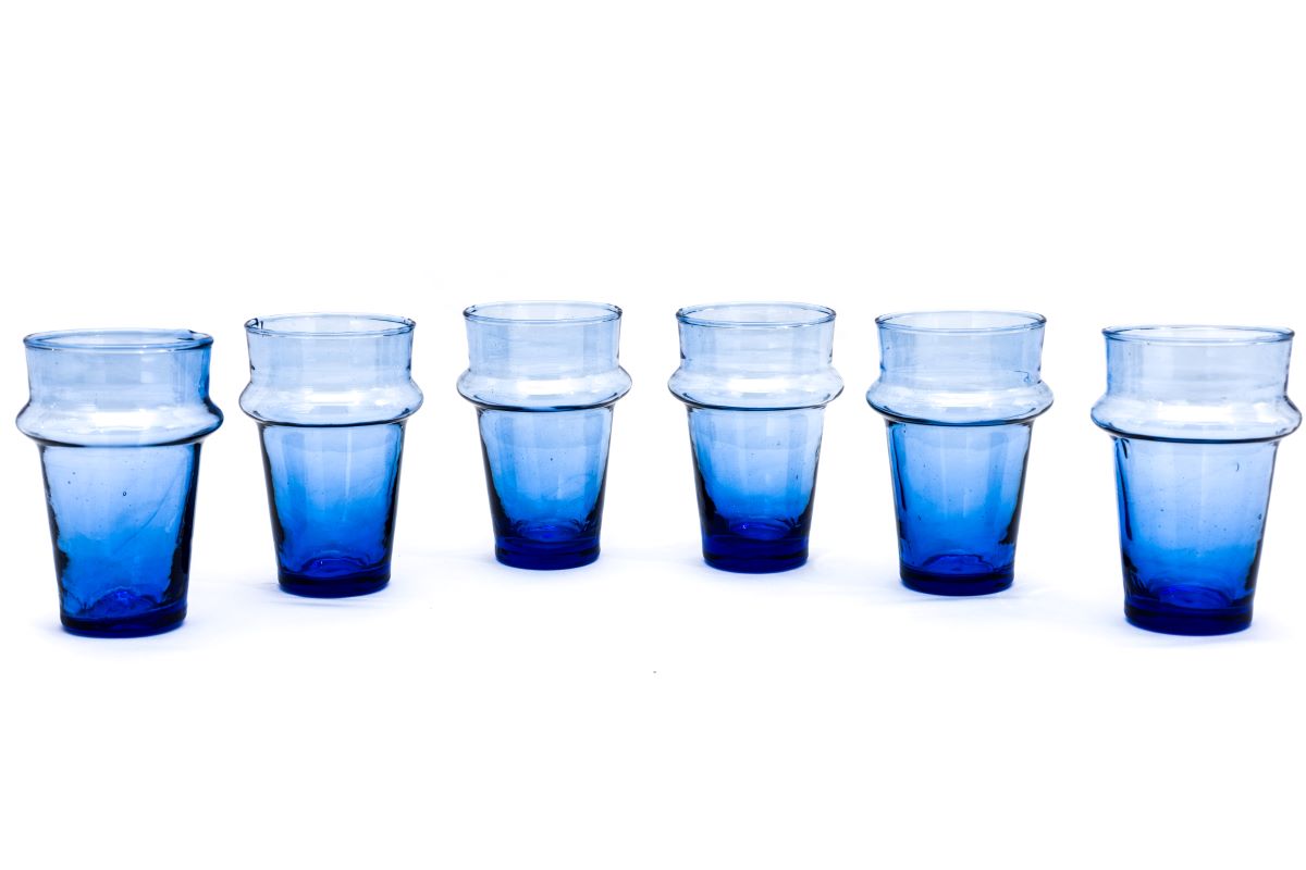 Moroccan Tea Glasses Set of 4 Blue