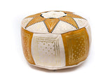 Marrakesh Leather Pouf, Mustard