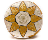 Marrakesh Leather Pouf, Mustard
