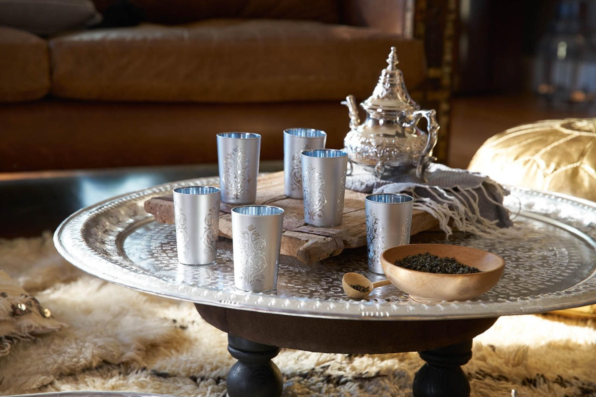 Luxury Imilchil Tea Glasses, Silver in Silver (Set of 6)