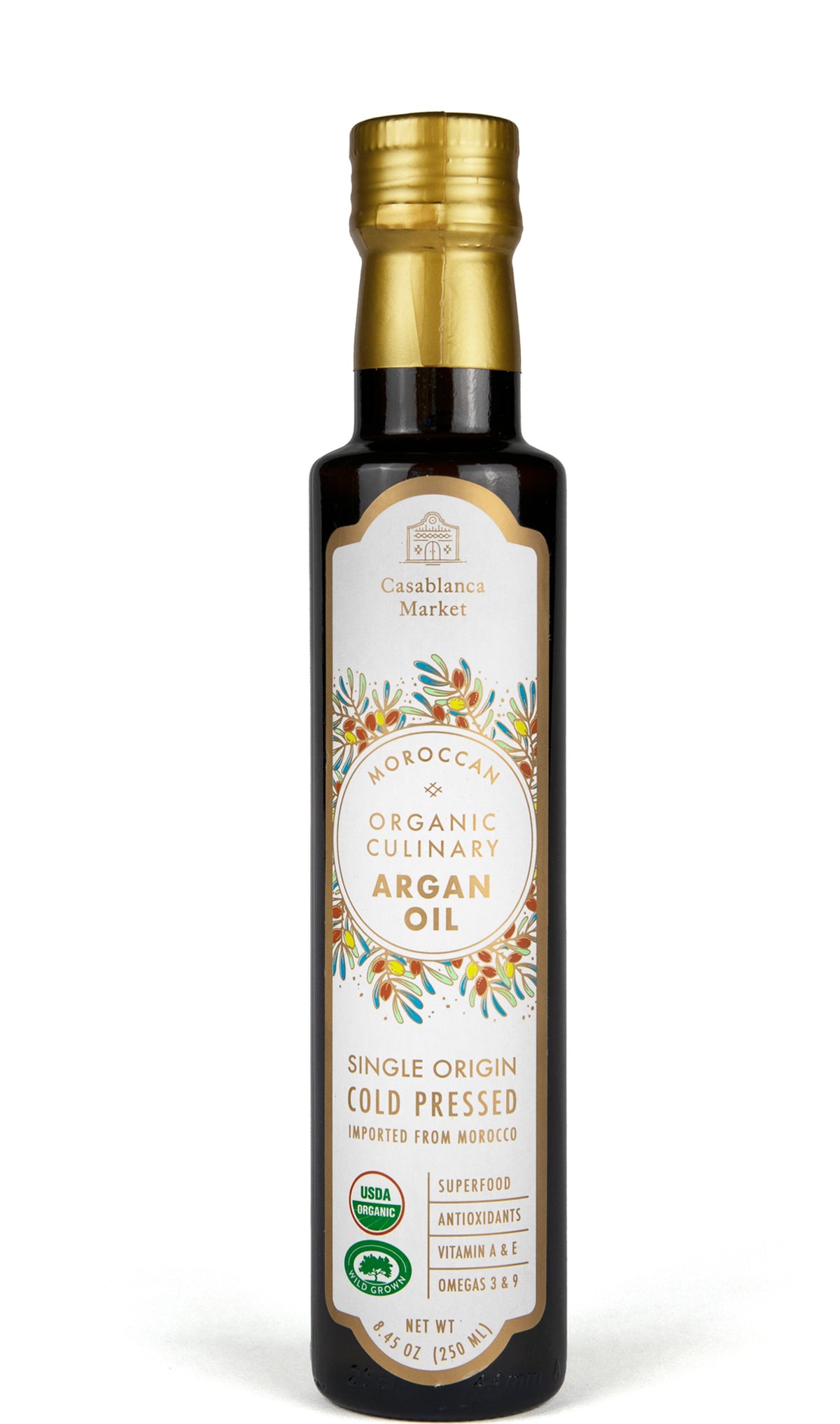 Casablanca Market Moroccan Organic Culinary Argan Oil, Glass Bottle