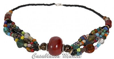 Red Moroccan Beaded Necklace