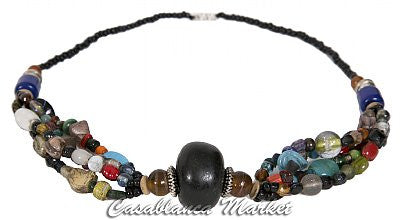 Black Accented Beaded Moroccan Necklace