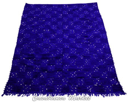 Vintage Moroccan Wedding Blanket Handira, Blue