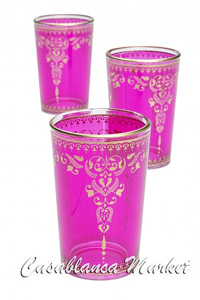 Moroccan Tea Glasses Morjana Pink (Set of 6)