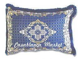 Moroccan Navy Blue Tapestry Pillow