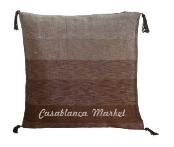 Brown Striped Silk/Wool Moroccan Pillow