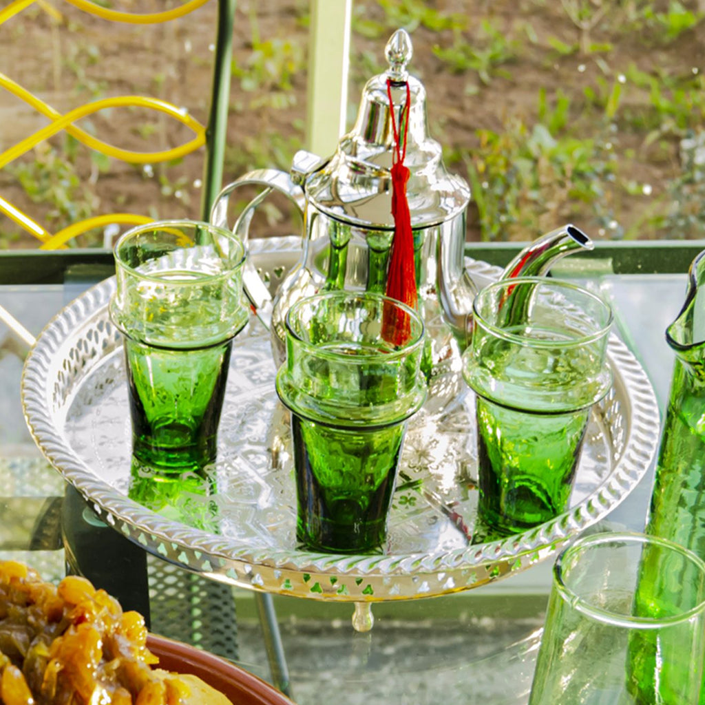 Beldi Moroccan Water/Tea Glasses, Green (Set of 6)