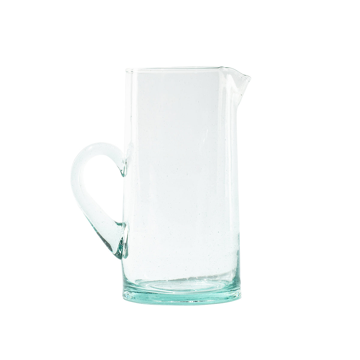 Hand Blown Pitcher with Handle, Clear