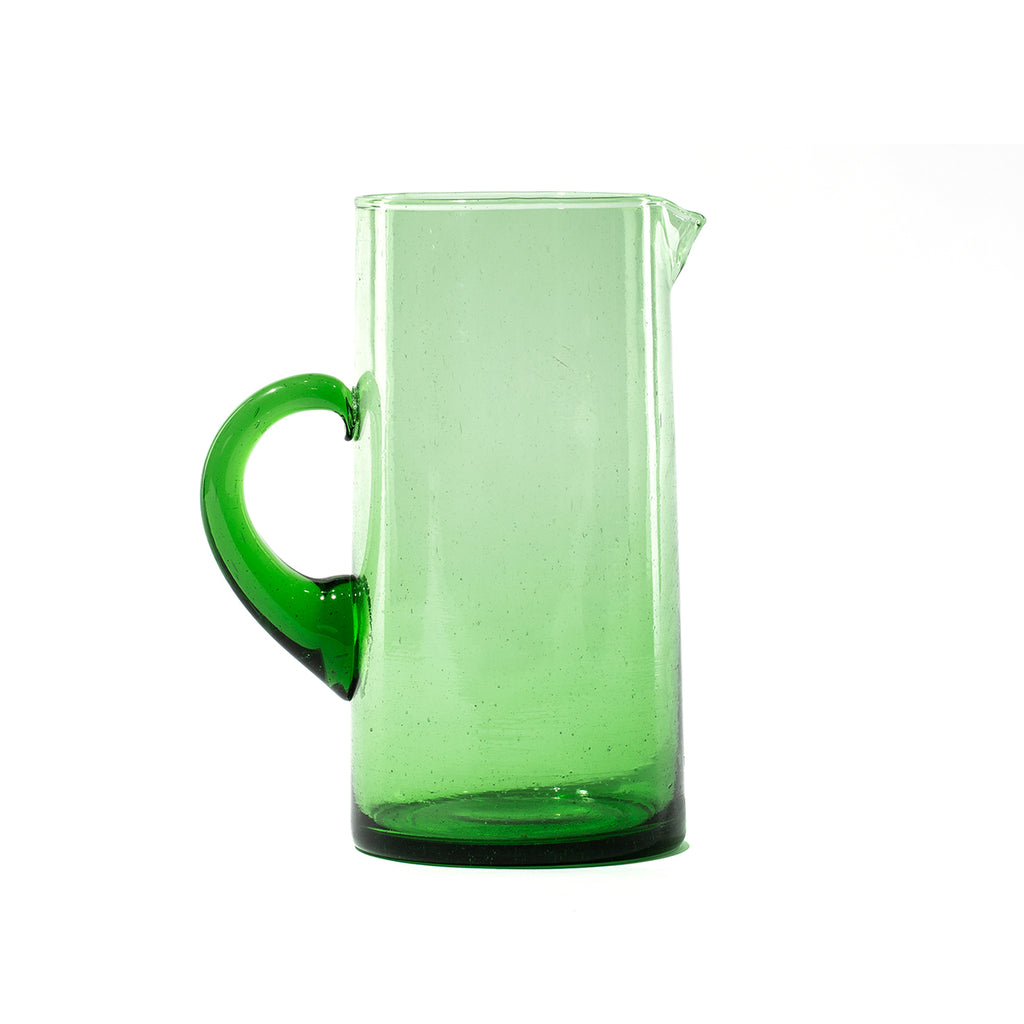 Hand Blown Pitcher with Handle, Green